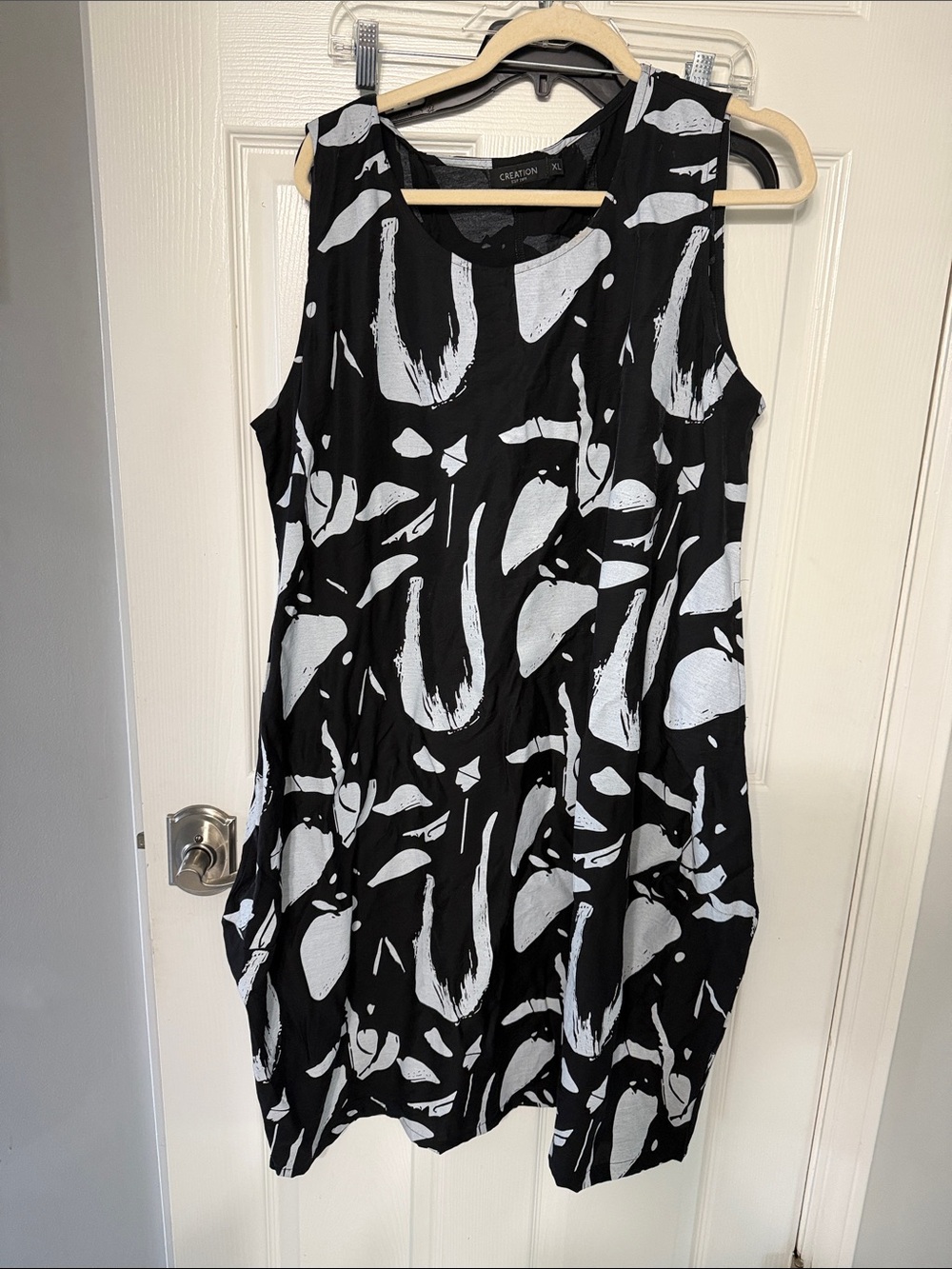CREATION size XL ABSTRACT Artsy Draped Lagenlook DRESS